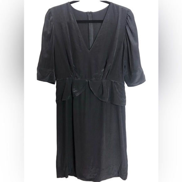 Stella McCartney Black 100% Silk Short Sleeve Mini Dress Size 42 IT/ US 8 - Picture 1 of 10